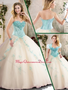 Fashionable Champagne Quinceanera Gowns with Appliques