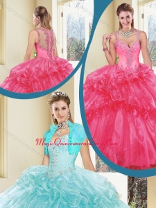 Gorgeous Straps Beading Quinceanera Dresses with Ruffles