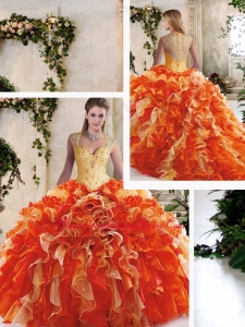 Pretty Multi Color Quinceanera Gowns with Beading and Ruffles