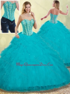 2016 Luxurious Puffy Sweetheart Detachable Quinceanera Dresses with Beading