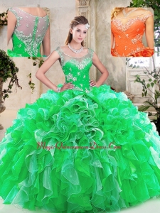 Cute Scoop Quinceanera Dresses with Beading and Ruffles