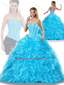 Discount Aqua Blue Detachable Quinceanera Dresses with Beading