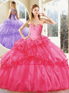 Discount Hot Pink Quinceanera Dresses with Beading