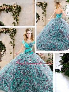 Modest Brush Train Quinceanera Gowns with Beading and Ruffles