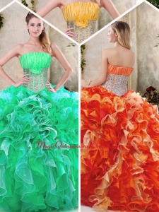 Luxurious Strapless Quinceanera Dresses with Sequins and Ruffles