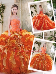 Popular Multi Color Sweet Sixteen Dresses with Beading and Ruffles