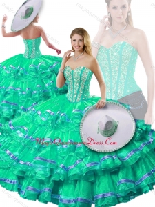 Wonderful Sweetheart Beading and Ruffled Layers Detachable Quinceanera Gowns