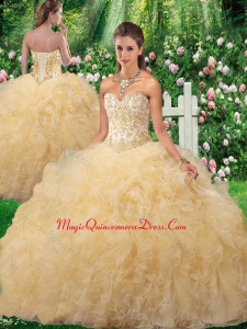 Cute Ball Gown 2016 Quinceanera Gowns in Champagne