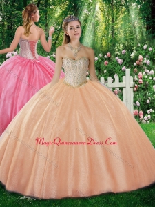 Discount Ball Gown Sweetheart Beading Champagne Sweet 16 Dresses
