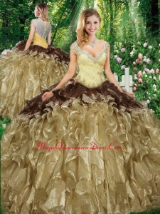 Discount Straps Sweet 16 Gowns with Beading and Ruffles