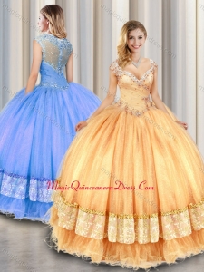 Fashionable Straps Beading and Appliques Sweet 16 Gowns