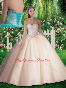 Simple Beading Champagne Quinceanera Dresses for 16 brithday Party