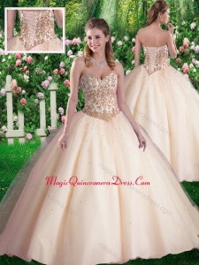 Discount Ball Gowns Sweetheart Appliques Champagne Sweet 16 Dresses