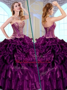 2016 Gorgeous Ball Gown Sweetheart Ruffles and Appliques Quinceanera Dresses
