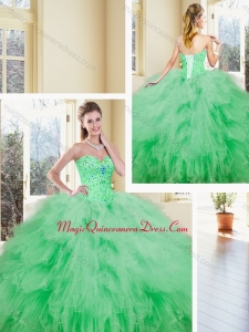 2016 Luxurious Sweetheart Beading and Ruffles Quinceanera Dresses