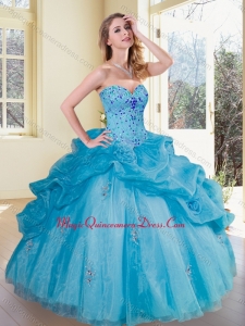 2016 Modern Sweetheart Pick Ups and Appliques Quinceanera Dresses