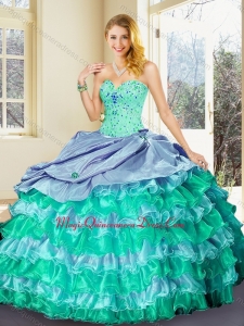 2016 Perfect Ball Gown Multi Color Quinceanera Dresses with Ruffled Layers