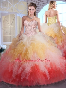 2016 Romantic Ball Gown Sweet 16 Dresses in Multi Color with Beading and Ruffles