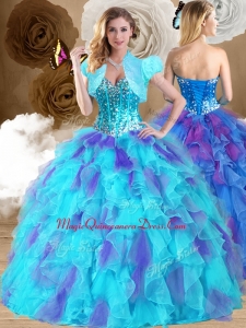 2016 Sweet Ball Gown Sweetheart Ruffles Quinceanera Dresses in Multi Color