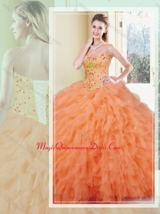 Fashionable Ball Gown Orange Red Quinceanera Dresses with Ruffles