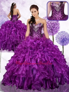2016 Fashionable Ball Gown Sweet 16 Dresses with Ruffles and Sequins