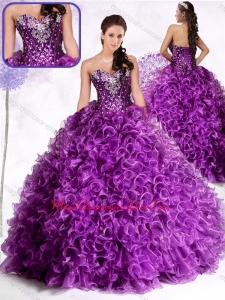 2016 Luxurious Ball Gown Sweetheart Ruffles and Sequins Quinceanera Dresses
