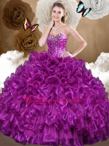 Beautiful 2016 Purple Quinceanera Dresses with Beading and Ruffles