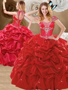 Lovely Beading and Pick Ups Quinceanera Dresses with Brush Train