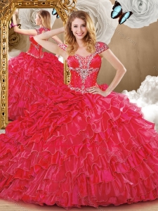 Wonderful Red Quinceanera Dresses with Beading and Ruffles