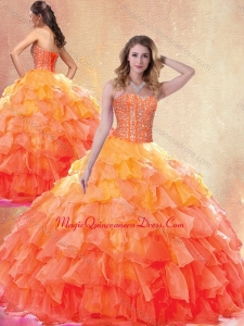 Beautiful Ball Gown outure Quinceanera Dresses with Beading and Ruffles