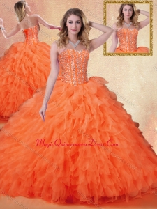 Classical Sweetheart Ruffles Couture Quinceanera Dresses in Orange Red