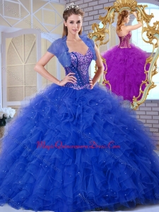 Discount Sweetheart Blue Couture Quinceanera Dresses with Ruffles and Appliques
