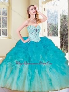 Hot Sale Ball Gown Couture Quinceanera Dresses with Beading and Ruffles