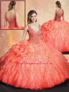 New Arrivals V Neck Couture Quinceanera Dresses with Ruffles and Appliques