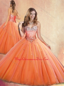 Customized Sweetheart Orange Red Couture Quinceanera Dresses with Beading