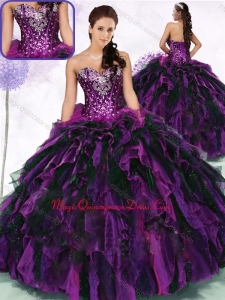Gorgeous Sweetheart Multi Color Couture Quinceanera Dresses with Ruffles and Sequins
