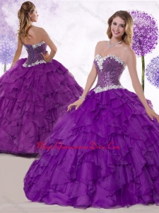 Low Price Ball Gown Sweetheart Couture Quinceanera Dresses with Ruffles and Sequins