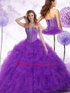 New Arrivals Strapless Purple Couture Quinceanera Dresses with Beading and Ruffles