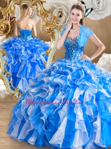 Pretty Multi Color Couture Quinceanera Dresses with Ruffles and Beading