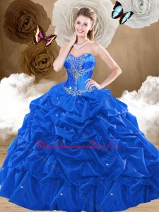 Simple Brush Train Sweetheart Couture Quinceanera Dresses with Pick Ups