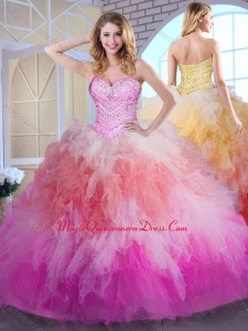 Formal Ball Gown Multi Color Quinceanera Dresses with Beading and Ruffles