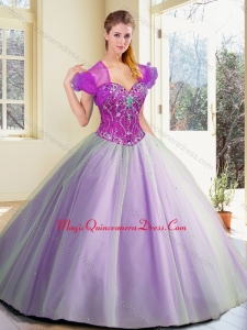 Formal Floor Length Lavender SQuinceanera Dresses with Beading