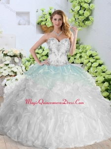Formal Sweetheart White Quinceanera Dresses with Appliques and Ruffles