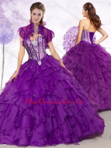 Formal Ball Gown Purple Quinceanera Dresses with Beading and Ruffles