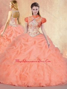 Formal Brush Train Quinceanera Dresses with Ruffles and Pick Ups
