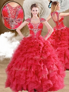 Latest Beading and Ruffles weet 15 Quinceanera Dresses in Red