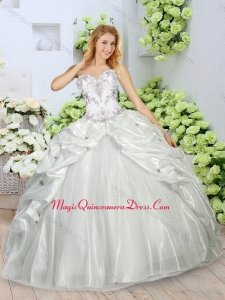Modest Appliques and Pick Ups Sweet 15 Quinceanera Dresses in White