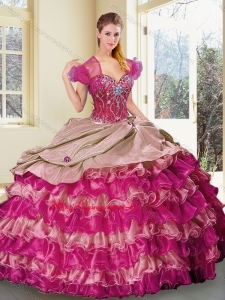 Wonderful Sweetheart Multi Color Sweet 15 Quinceanera Dresses with Ruffled Layers