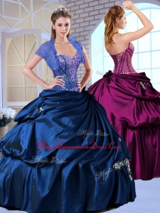 Wonderful Sweetheart Taffeta Royal Blue Sweet 15 Quinceanera Dresses with Appliques