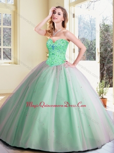 Cheap Ball Gown Beading Sweet 15 Quinceanera Dresses in Apple Green